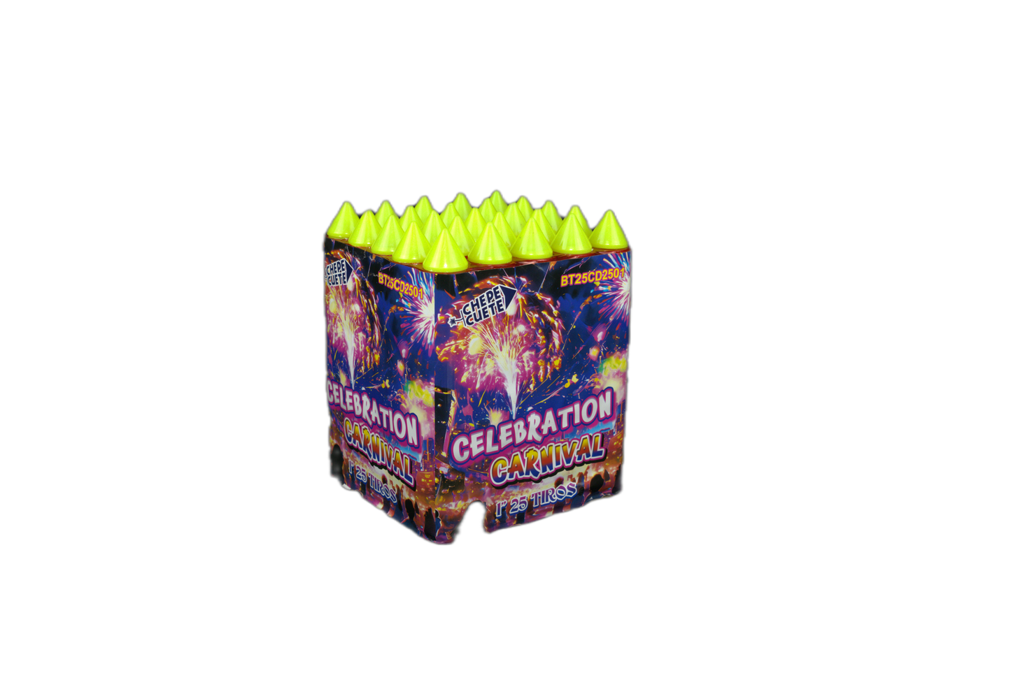 BATERIA - DE 25 TIROS PEQUEÑA CON PICOS - 1"CELEBRATION CARNIVAL